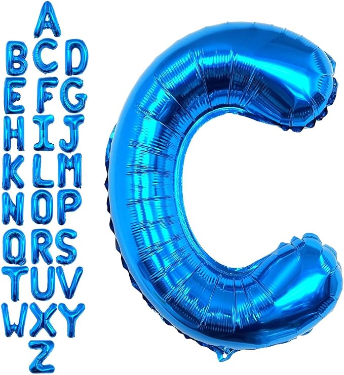 40 Inch Blue Letter C Balloons, DIY Phrase Foil Alphabet Letter C Balloons DIY Word C Banner for Birthday Anniversary Celebration Graduation Party Supplies Decoration