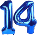 Navy Blue Number 14 Balloon 40 inch, 14 Number Balloons, 14th Navy Blue Birthday Decorations, 14 Year Old Girls Boys Blue Party Supplies