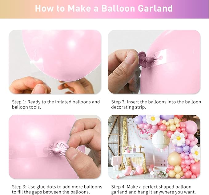 149Pcs Daisy Balloon Garland Arch Kit, Pastel Pink Purple Orange Matte Dusty Pink Boho Groovy Daisy Flower Latex Balloon Garland for Girls Women Bridal Baby Shower Wedding Birthday Party Decorations