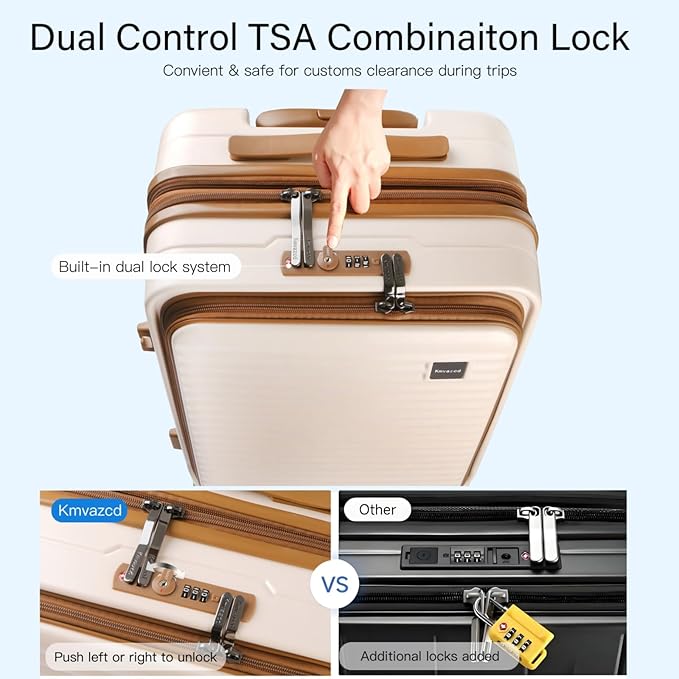 Carry On Luggage Airline Approved, 20 Inch Expandable PC Hardside Lightweight Suitcases with Spinner Wheels and TSA Lock (Beige, 20 Inch)