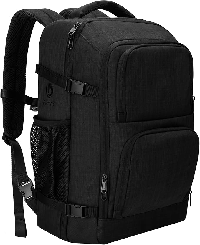 Dinictis Travel Backpack Carry on Flight Approved, Backpack Suitcase for Travel, Personal Item Travel Bag fits 17 inch Laptop-Black