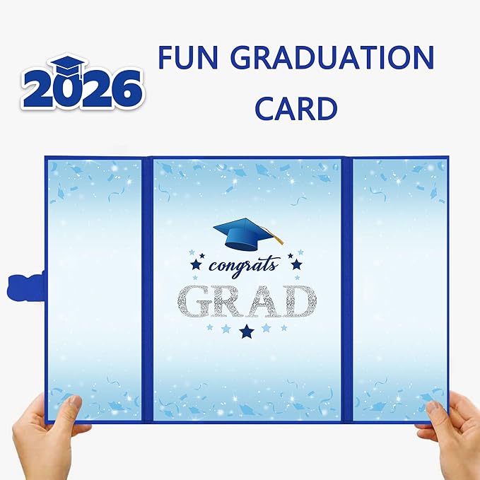Vlipoeasn 2PCS Graduation Guest Book Alternative, Blue Silver Class of 2026 Graduation Party Decorations, Graduation Signature Book for 2026 College High School, Unique Graduation Gifts for Friends