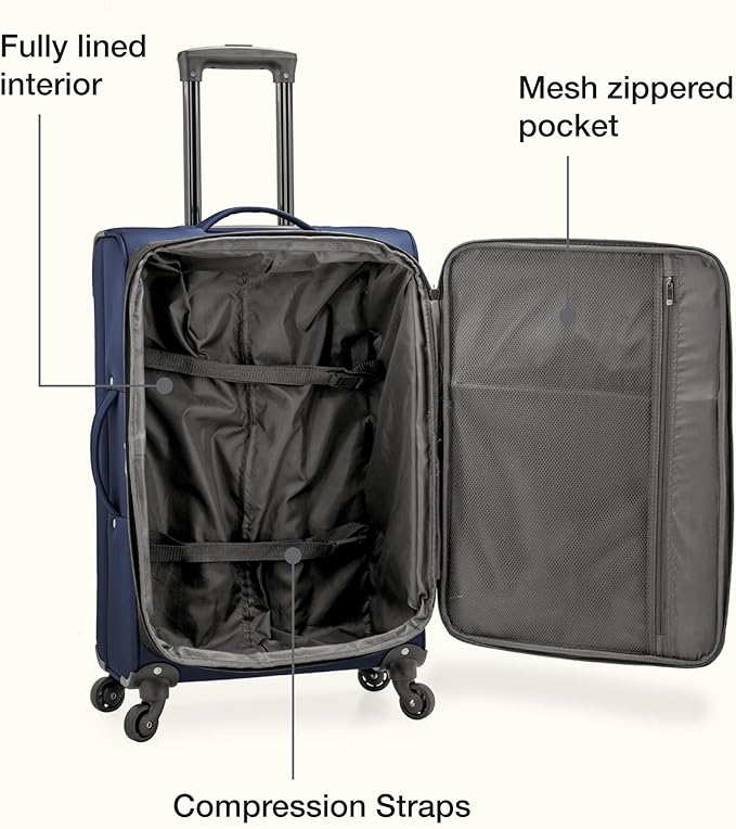 U.S. Traveler Anzio Softside Expandable Luggage with Spinner Wheels, Navy, 2-Piece Set (22/30)