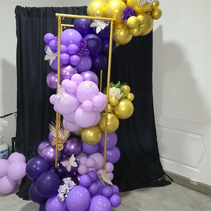 Pastel Purple Gold Balloons Set, 60Pcs 12 Inch Light Macaron Metallic Dark Purple Lavender Balloon with Gold Confetti Latex Balloons for Graduation Birthday Wedding Baby Bridal Shower Party Decoration