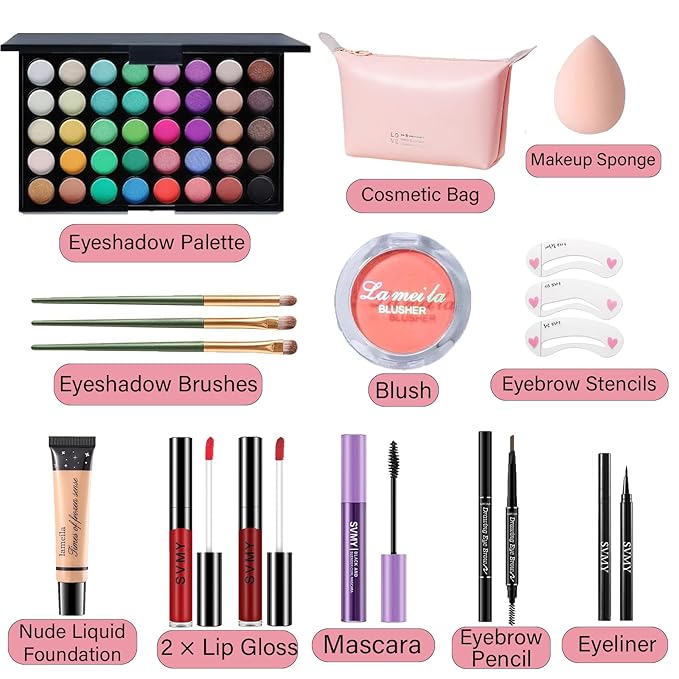 Makeup Set for Women, Makeup Full Kit for Beginners & Professionals, Travel Makeup Set for Teens & Adults, Makeup Gift Set for Girls, Eyeshadow Palette, Lip Gloss, Face & Eye Make up
