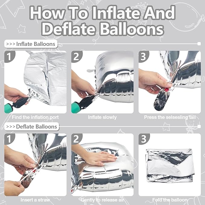 NISOCY 25PCS Metallic Silver Square Foil Balloons Wall Backdrop Chrome Silver Balloon Tunnel Garland Arch Kit for New Year Birthday anniversary Bachelorette Engagement Bridal Shower Party Decorations