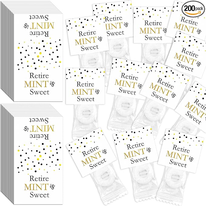 200 Pcs Retirement Party Favors Retire Mint is Sweet Stickers, Individually Mint Toppers Bulk, Retirement Gifts Tags Decoration for Women Men