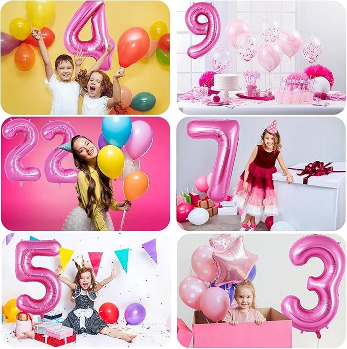 Pink Number Balloons, Large Hot pink Number 3 Balloon 40 Inch Pink 3 Balloon for Men Women Boys Girls 3rd Birthday Party Decoration