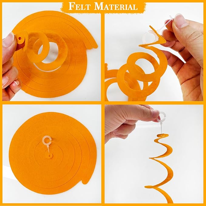36Pcs Orange Hanging Swirl Decorations Ombre Orange Felt Swirl Streamer Spiral Ceiling Garland for Fall Autumn Harvest Thanksgiving Birthday Wedding Baby Shower Bachelorette Party Supplies