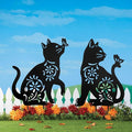Cat Garden Decor,Metal Cat Decorative Garden Stakes for Outside,Patio,Outdoor,Charming Set of 2 Cats Yard Decor