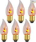 Hompavo E26 Upgraded Flame Light Bulbs, Flickering Fire Light Bulbs Flame Candle for Christmas Halloween Party Patio Porch Home Indoor & Outdoor Decor - 6 Pack