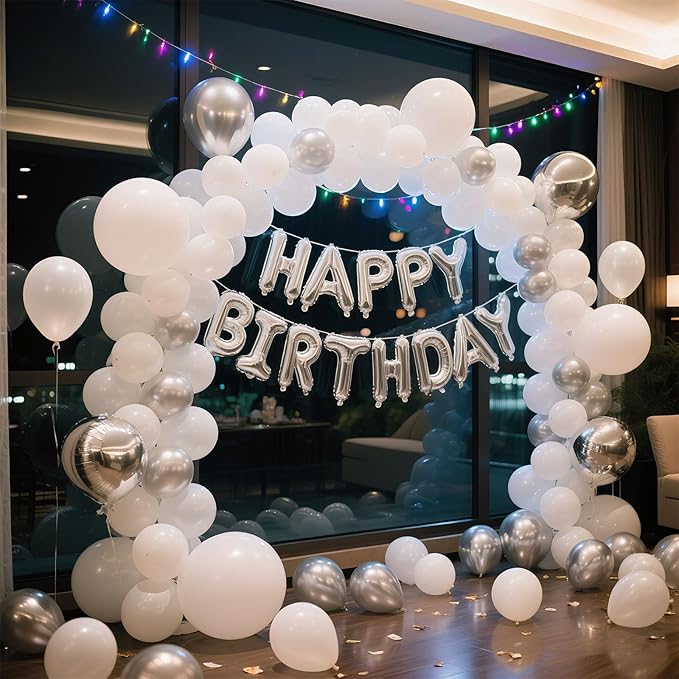 White Balloons Birthday Decorations 30 Pack 18 inch Round Wedding Ballons for White Themed Wedding Graduation Birthday Party Backdrop 4th of July Decorations Independence Day
