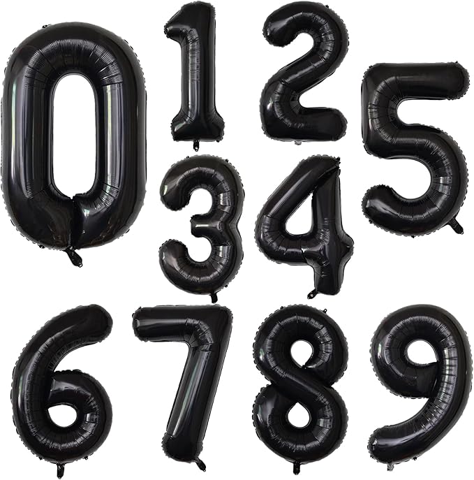 Number Balloons Black Party Balloon - Giant Number 6 Balloon, 40 Inch Large Balloon for Birthday Decorations, Black Party Supplies for Men Women