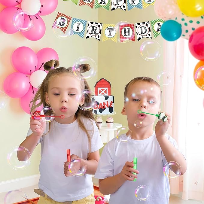 24 Farm Animal Party Favors Bubble Wands for Kids, Chicken Sheep Horse Cow Pig Mini Bubbles Wand Toys, Barnyard Farm Theme Birthday Party Supplies Goodie Gift Bag Stuffers Pinata Classroom Prizes