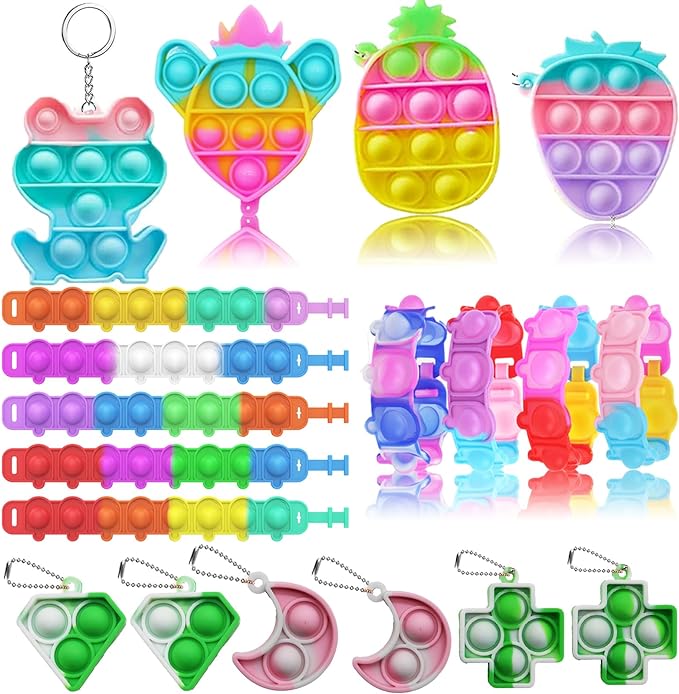 126 Pcs Pop Party Favors for Kids, Treasure Box Toys for Classroom Prizes, Pinata Stuffers, Goodie Bag Filler, Treasure Chest, Carnival Bulk Small Toys, Easter Basket Egg Fillers
