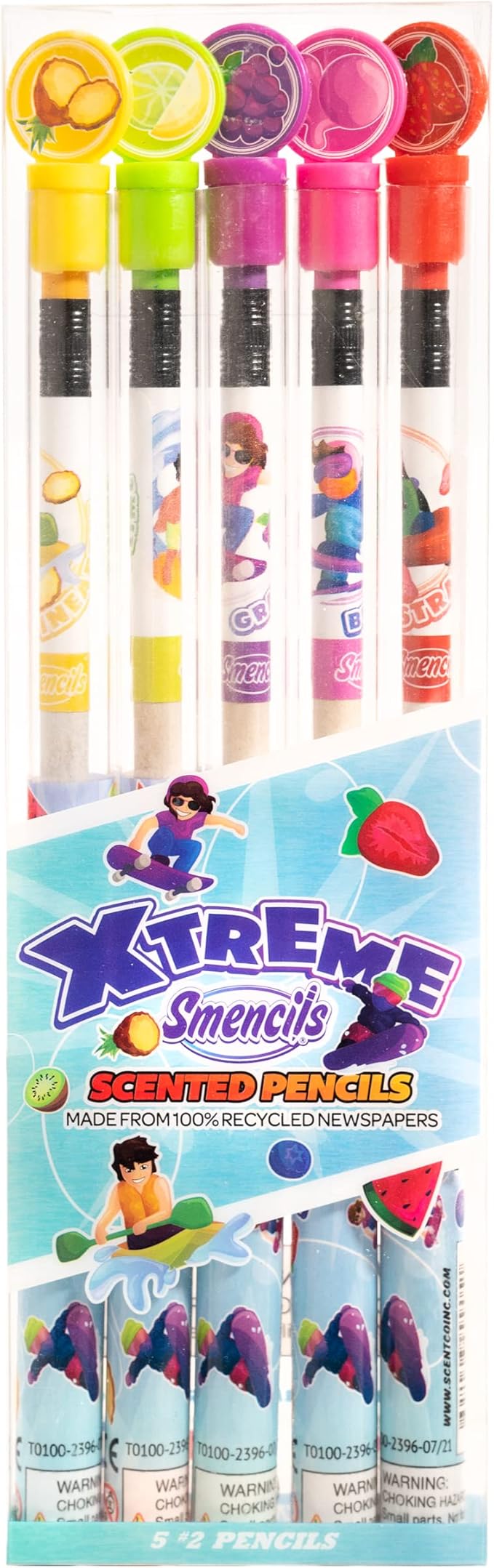 X-Treme Sports Smencils - Patented Gourmet Scented Pencils, 5 Count, Gifts for Kids, School Supplies, Classroom Rewards, Party Favors