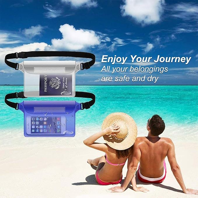 AiRunTech Clear Fanny Pack Waterproof,Beach Cruise Ship Essential Accessories Must Haves,Waterproof Pouch for Phone Passport Wallet Purse with Waist Strap