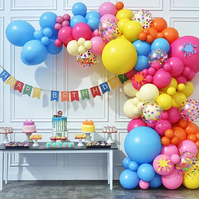 Rainbow Balloon Arch Kit 126Pcs Colorful Balloons Garland Multicolor Assorted Primary Color Pride Birthday Party Balloons for Kids Carnival Circus Fiesta Baby Shower Wedding Anniversary Decorations