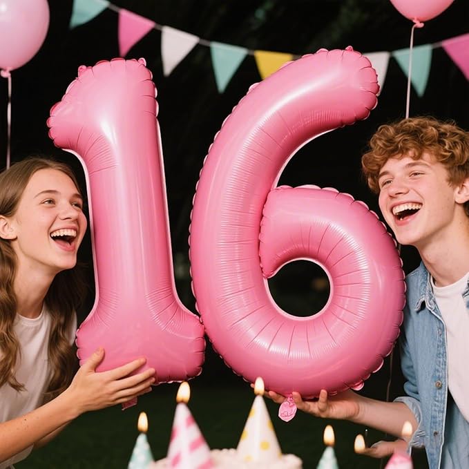 Pink Large 6 Number Balloons 40 Inch Big Foil Helium Number Balloons 6 Jumbo Happy 6 16 26 Mylar Birthday Party Decorations for Girl Anniversary Party Supplies