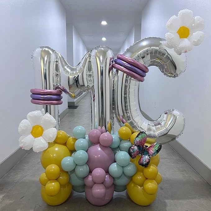 Silver Letter M Balloons 40 inch Large Alphabet M Balloons Silver Helium Foil Letter Balloon Banner for Birthday Party Anniversary Wedding Decoration