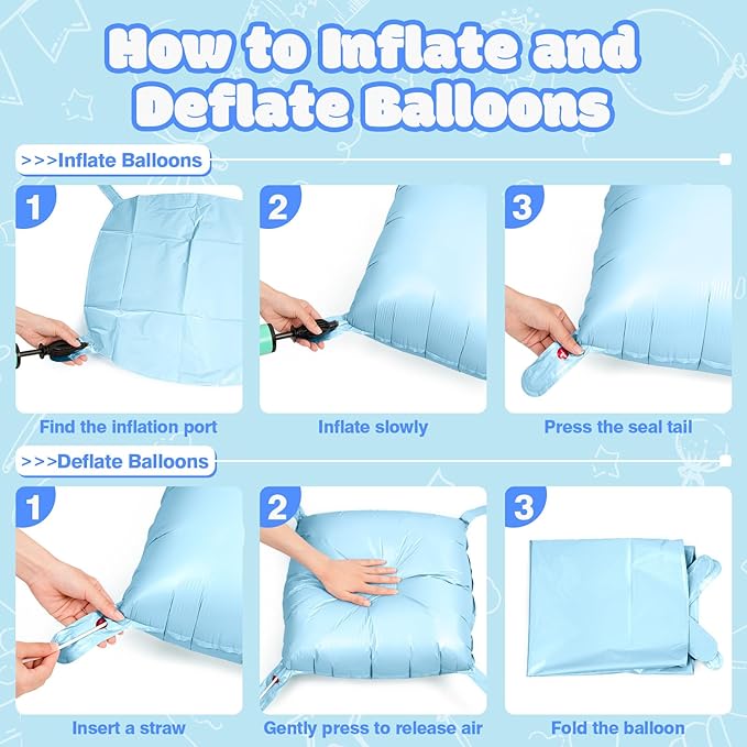 NISOCY 25PCS Blue Square Foil Balloons Wall Backdrop Double Sided Pastel Blue Balloons Arch Kit for Birthday Baby Bridal Shower Gender Reveal Easter Wedding Anniversary Party Decorations