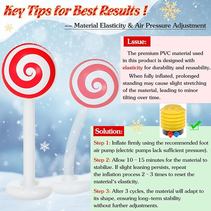 6 Pcs Christmas Inflatable Outdoor Decorations 4 FT Christmas Candy Inflatable Column Decoration for Winter Xmas Lawn Yard Garden Home Decor