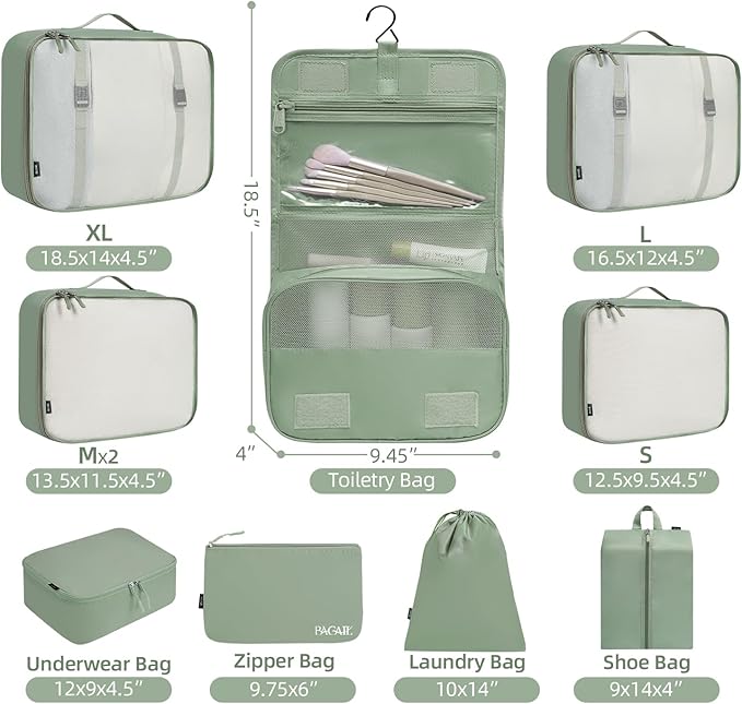 BAGAIL 6 Set/8 Set/10 Set Packing Cubes Various Sizes Packing Organizer for Travel Accessories Luggage Carry On Suitcase