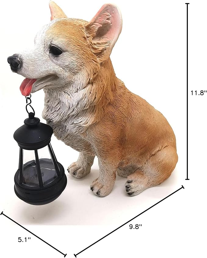 Dog Solar Statues Cute Corgi Solar Light for Outdoor Garden Halloween Decorations Christmas Decor Lawn Decor Patio Balcony Yard Ornament Ideal Gifts for Women, Mom or Birthdays