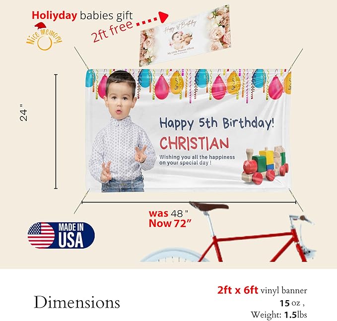 Custom Happy Birthday Vinyl Banner Sign, Personalized Party Backdrop, Gift, and Decoration - From NiceMemoryLLC. (Style-20)