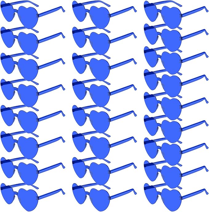 PLULON Heart Sunglasses for Women 5/12/25 Pcs, Heart Glasses Valentine Day Rimless Shaped Candy Color Fun Glasses Party Favor