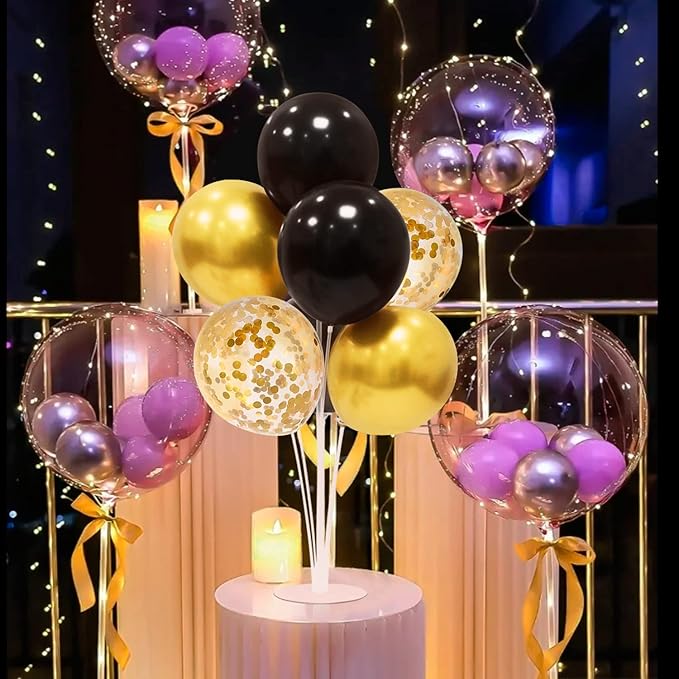 Black and Gold Party Decorations 4 Set Balloon Stand Table Centerpieces for Men's Women's Birthday Wedding Retirement Anniversary New Years Graduation Decorations 2026