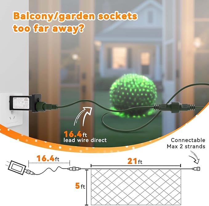 LitHome 21FT x 5FT Christmas Net Lights Outdoor Mesh Lights, 360 LED St Patrick’s Day Net Light for Bushes Connectable, 8 Modes Green Giant Mesh Light Waterproof for Christmas Garden Party Roof Decor