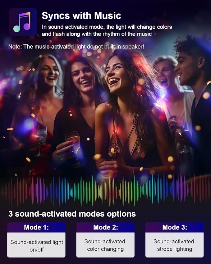 Luditek Sound Activated Party Lights with Remote DJ Lighting, Disco Ball Strobe Stage Light for Home Room Dance Parties Birthday Karaoke Stocking Stuffers New Years Eve Halloween Christmas Decorations