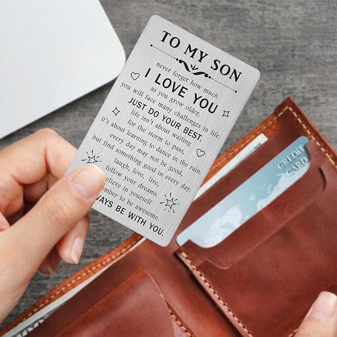 TANWIH Gifts for Daughter - Engraved Metal Daughter Wallet Card with Inspirational Quote Message - Daughters Birthday Graduation Card from Mom Dad