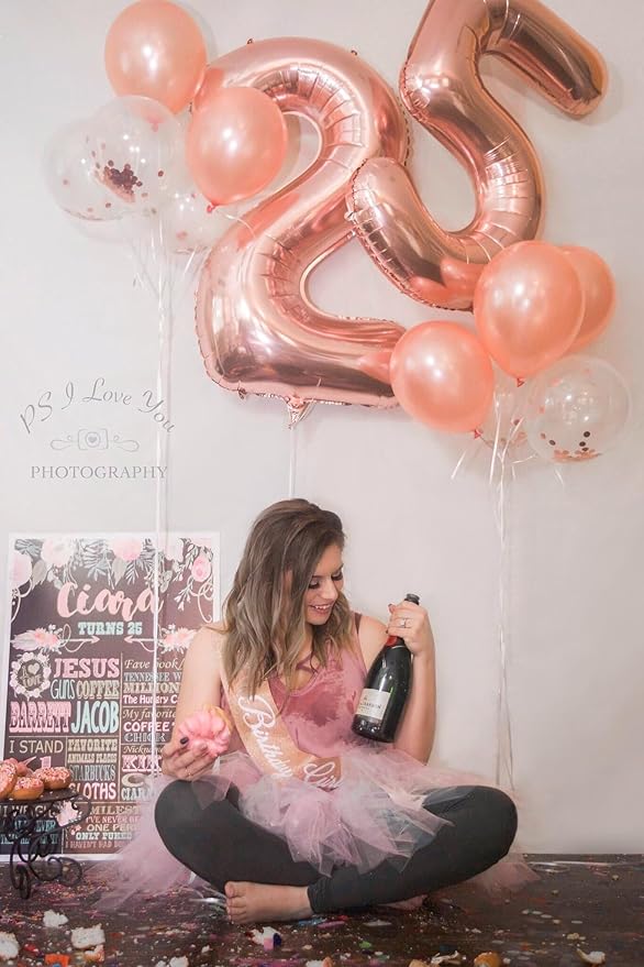 Large Rose Gold 40 Inch Birthday Number 5 Balloon, Rose Gold Five 5th 15 25 35 50 55 Birthday Anniversary Celebration Decorations, Foil Mylar Helium Numbers 5 Balloons Girl Boy Party Supplies