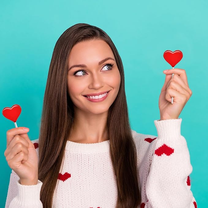 Fruidles 120 Lollipops Mini Red Heart Shaped Strawberry Flavored Individually Wrapped, 5g 120 Lollipops 2 Pounds