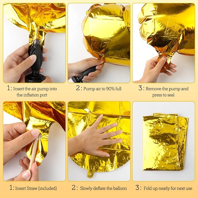 Gold Letter Balloons 40 Inch H Balloon Letters H Alphabet Balloons Giant Letters With Straw Big Balloons Foil Large Gold Balloons For Birthday Party Decorations Wedding Thanksgiving Christmas Balloons