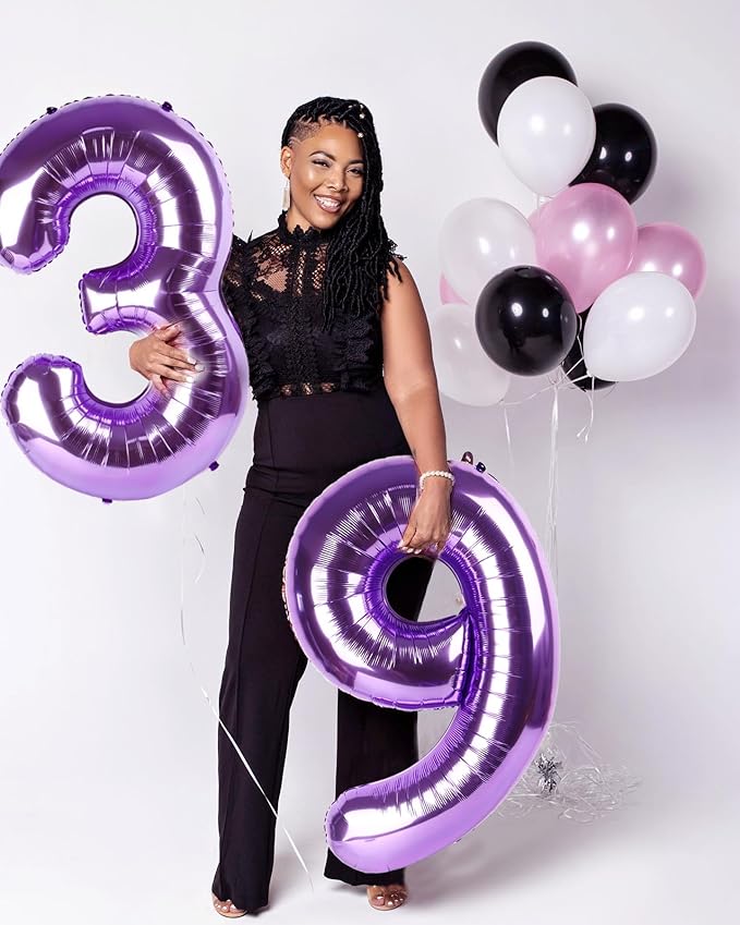 Number 40 Inch Balloon, Large Purple Number 13 Balloon Party Decorations for 1 3 31 Birthday Memorial Day, Foil Balloon for Outdoor & Indoor Wedding Supplies