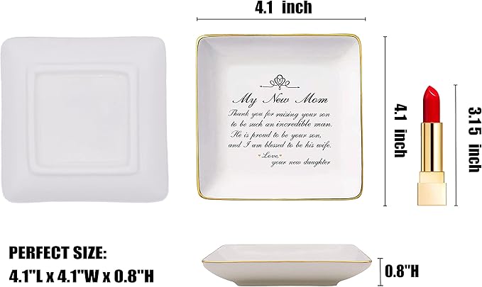 Gift for Mother of the Groom from Bride-Thank You for Raising Your Son-Ceramic Jewelry Holder Ring Dish Trinket Tray-Wedding Present for New Mother-Bridal Shower Present-I Am Blessed to Be His Wife