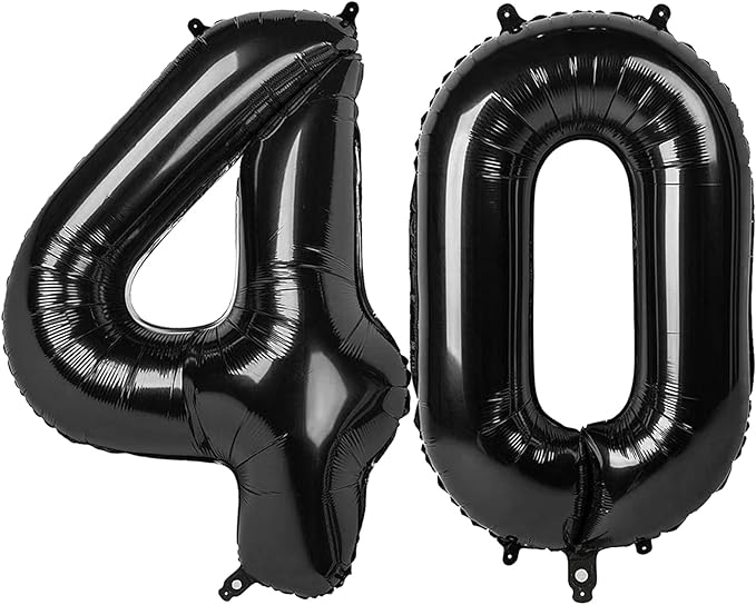 40 Balloon Number, Black Number 40th Birthday Balloons 40 Inch, 40 Years Old Black Birthday Decorations for Men Women, 40th Anniversary Decorations