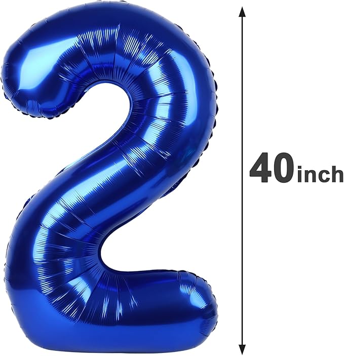 Night Blue 40 Inch Big Number Balloon Birthday Decoration, Number 2 Helium Balloon 12 20 22 23 24 26 2025 New Years Celebration, Boy Girl Baby Anniversary Party Graduations Supplies Decorations