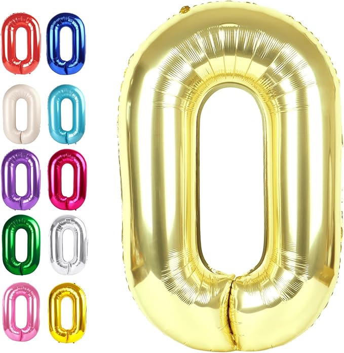 Champagne Gold 40 Inch 0 Number Balloons, 0 Decorations for 10 20 30 40 50 60 70 80 90 100 Birthday, 2026 Light Gold Foil Giant Birthday Graduations Anniversary Party Balloon
