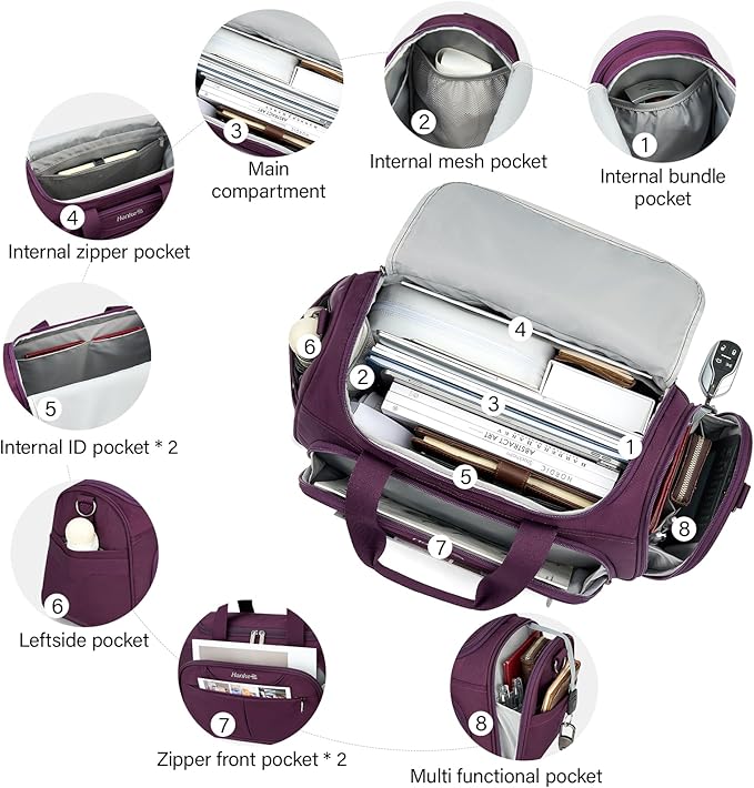 Hanke Underseat Carry On luggage Bags for Travel, Foldable Travel Bags for Women, Soft Lightweight Personal Item Travel Bag Small Carry On Bags for Airplanes, Travel Tote Bags for Women Men.（Purple）