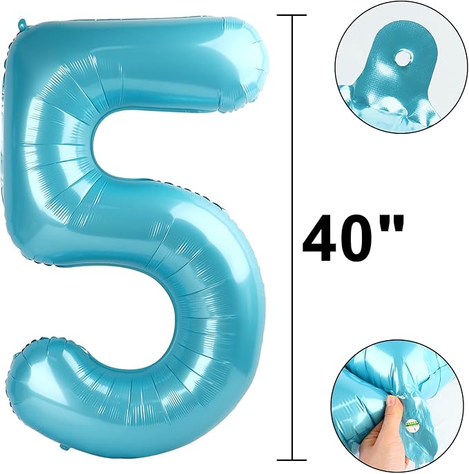 40 Inch Light Blue Number 15 Digital Balloon,Jumbo Mylar Foil Helium Balloon for 15 Balloons for Birthday Party,Wedding Anniversary Party Decorations