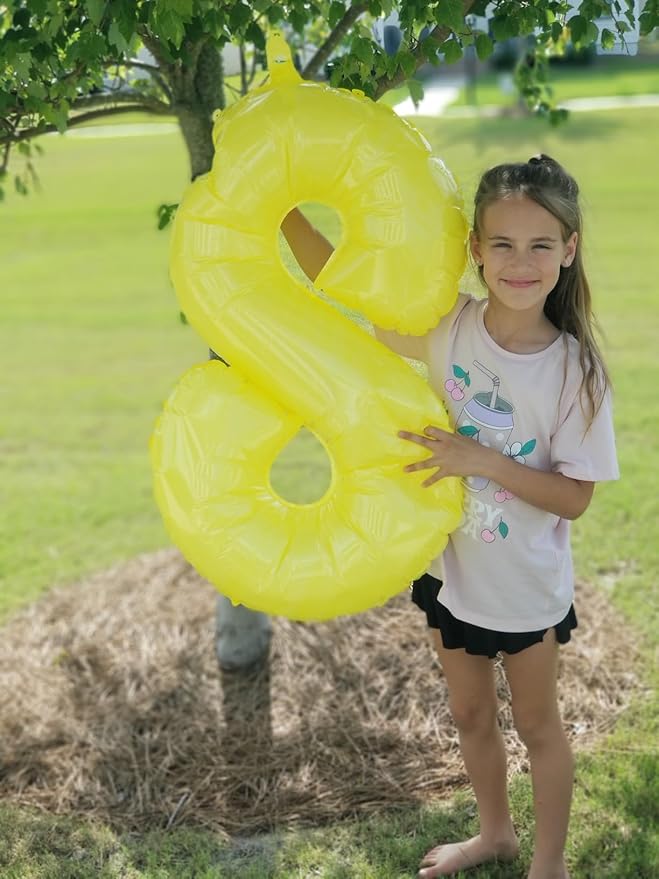 Balloon Numbers 40 Inch 5 Ballon for 5th Birthday Decorations, 15 25 35 50 Big Yellow Number Balloons for Wedding Photo Shoot Party Decor