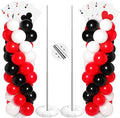 2 Sets Casino Theme Party Decoration Adjustable Poker Themed Balloon Column Stand Kit 8 Pcs Jumbo Poker Cards 129 Pcs Balloon Set for Las Vegas Game Night Birthday Party Supplies(Red Black and White)