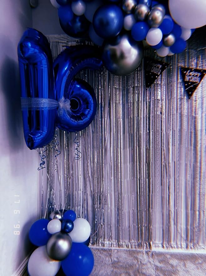 40 Inch Night Blue Large Number 4 Balloons, Giant Foil Number Four 14 24 34 40 44 Balloons, Night Blue Mylar Big Balloon for Anniversary Graduation Decorations