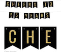 Andaz Press Faux Gold Glitter on Black Birthday Party Banner Decorations, Cheers to 55 Years, Approx 5-Feet, 1-Set, 55th Birthday Milestone Colored Hanging Pennant Decor