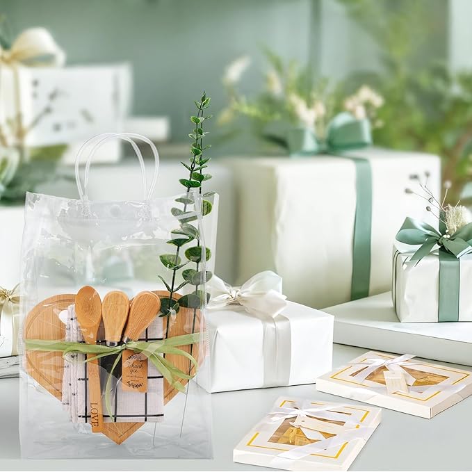 55 Pcs Baby Shower Prizes for Game Winners, 6 Sets Bamboo Cheese Board Kit with Utensils & Towel, Thank You Cards & Gift Bags for Adult Party Favors