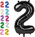 40 Inch Big Black Number 2 Balloon Birthday Decoration, Numbers 2 Helium Balloons 12 20 22 23 24 26 28 32 42 Celebration, Boy Girl Baby Anniversary Party Graduations Supplies Decorations